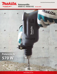 Rotomartillo Makita MT, 5/8" M0801B 570W VVR